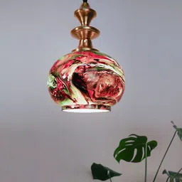 Fos Lighting Black Printed Marble Globe Glass Ceiling Hanging Light-11