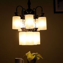 MFD HOME FURNISHING Black & White Metal Chandelier With 10 Lights-21
