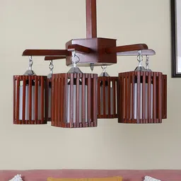 MFD HOME FURNISHING Brown Wooden Chandelier With 6 Lights-picture-47