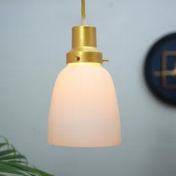 Homesake White Glass Pendant Light Adjustable Hanging Vintage Ceiling Lamp-51
