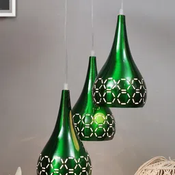Homesake Green 3-Lights Round Cluster Cross-Cut Ceiling Lamp-7