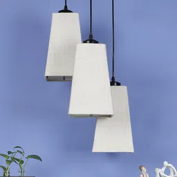 Devansh 3 Pieces White Solid Jute Pyramid Ceiling Lamps-17