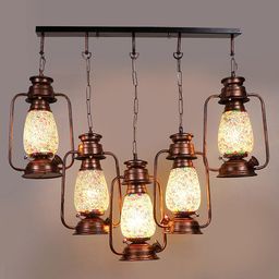 Devansh White & Red Antique Cluster Lantern Ceiling Lamp-45