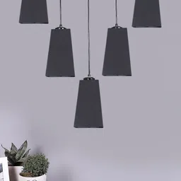 Devansh Black Cotton Pyramid Quintuple Cluster Hanging Lamp-image-64