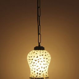 Devansh White Mosaic Glass Ceiling Lamp-image-38