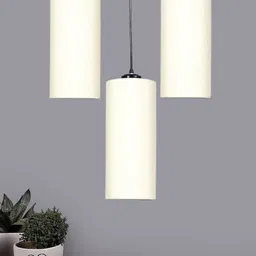 Devansh Off-White & Black Cluster Round Hanging Lamps With Cotton Shades-25