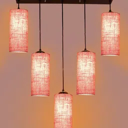 Devansh Jute Round Quintuple Hanging Lamp-56