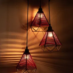 ExclusiveLane Cotton Elegance Handwoven Adjustable Chandelier With Hanging Lamp-picture-4