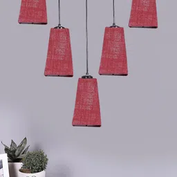 Devansh Maroon & Black Quintuple Cluster Hanging Lamps-image-79