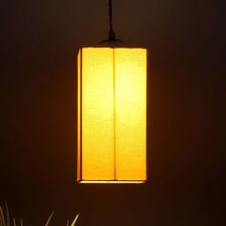 Devansh Yellow Cotton Rectangular Hanging Lamp-24