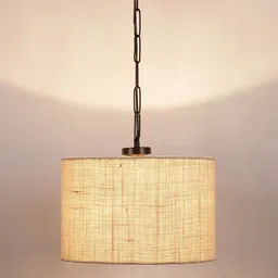 Devansh White Jute Drum Hanging Ceiling Lamp-21
