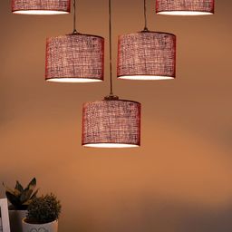 Devansh Maroon Jute Cluster Hanging Lamp-25