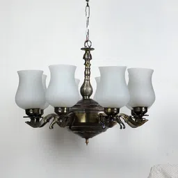 Devansh White & Gold-Toned Glass 8 Shades Chandelier-14