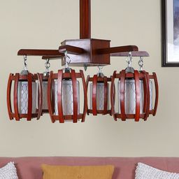 MFD HOME FURNISHING Brown Wooden Chandelier With 6 Lights-29