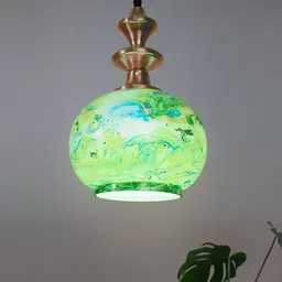 Fos Lighting Green Printed Marble Globe Glass Ceiling Hanging Light-49