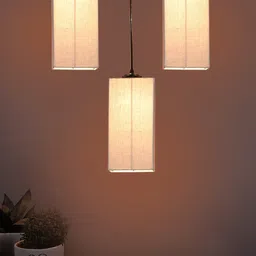 Devansh Grey & Black Cluster Square-Shaped Hanging Lamps & Cotton Shades-5
