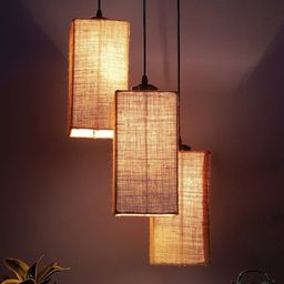 Devansh Beige Jute Cylindrical Hanging Lamp-32