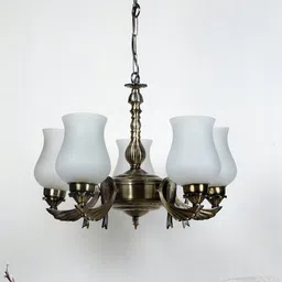Devansh White & Gold-Toned Milky Glasses Chandelier Ceiling Lamp-38