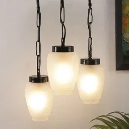 Devansh White & Black Cluster Milky Glass Ceiling Lamp-image-55