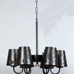 Devansh Black Lord Ganesh Design Metal Etching 6 Lamp Shades Chandelier-image-59