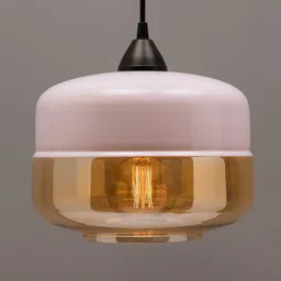 Homesake White & Gold-Toned Glass Pendant Light Ceiling Hanging Lamp-18