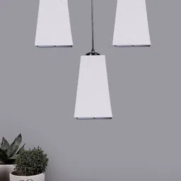Devansh Grey & Black Cluster Pyramid Shaped Hanging Lamps With Cotton Shades-13