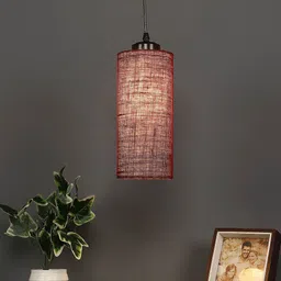 Devansh Maroon Jute Cylindrical Contemporary Hanging Lamp-22