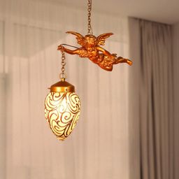 Fos Lighting Gold-Toned Textured Ceiling Lamp-17