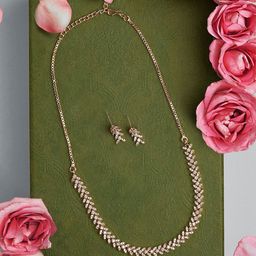 AMI Rose Gold-Plated Cubic Zirconia Studded Jewellery Set-19