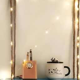 VAH Kya Bat Hai !! Blue Wooden Rectangle Oval LED Light Wall Hanging Shelf-35
