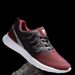 ASIAN Men Black & Maroon Mesh Running Shoes-picture-12
