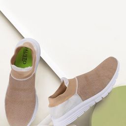 FAUSTO Women Beige Mesh Non-Marking Walking Shoes-picture-33
