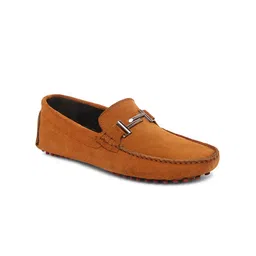 LOUIS STITCH Men Brown Suede Driving Shoes-image-12