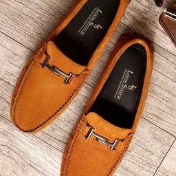 LOUIS STITCH Men Brown Suede Driving Shoes-image-93