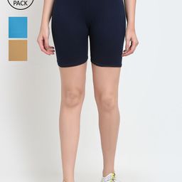 GRACIT Cotton Pack of 3 Cycling Sports Shorts-image-3
