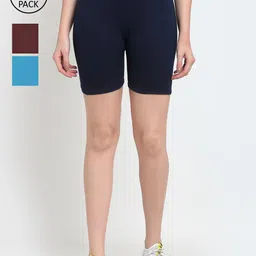 GRACIT Pack of 3 Solid Cycling Sports Shorts-image-10