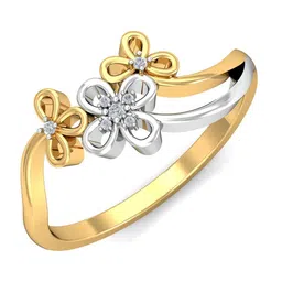 KUBERBOX Stacks Floral 18KT Gold Diamond Studded Finger Ring-2.73gm-25