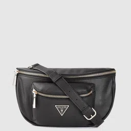 GUESS Women Black Solid Fanny Pack with Detachable Sling Strap-image-44