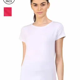 appulse Women White & Fuchsia Set Of 2 Slim Fit Running T-shirt-image-95
