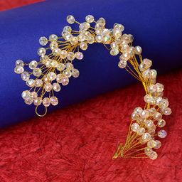 LAIDA Women Off White Embellished Tiara-5