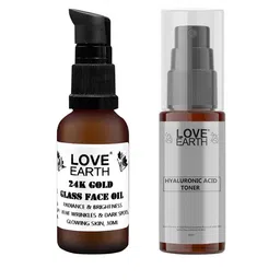 LOVE EARTH 24K Gold Glass Face Oil 30ml & Hyaluronic Acid Toner 100ml-52