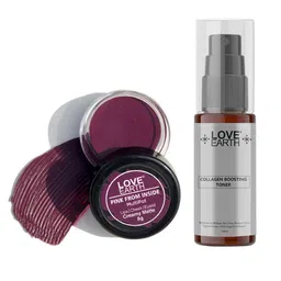 LOVE EARTH Multipot Lip-Cheek-Eyelid Tint 8g & Collagen Boosting Toner 100ml-12