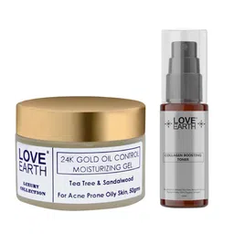LOVE EARTH 24K Gold Oil Control Gel 50g & Collagen Boosting Toner 100ml-17