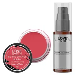 LOVE EARTH Multipot Lip-Cheek-Eyelid Tint 8g & Green Tea Toner 100ml-28