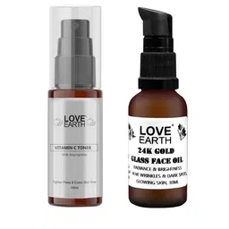 LOVE EARTH 24K Gold Glass Face Oil 30ml & Vitamin C Toner 100ml-21