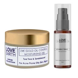 LOVE EARTH 24K Gold Oil Control Gel 50g & Vitamin C Toner 100ml-15