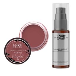 LOVE EARTH Multipot Lip-Cheek-Eyelid Tint 8g & Collagen Boosting Toner 100ml-50