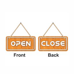 CVANU Brown & White Open & Close Painted Wooden Sign Board-picture-13