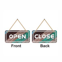 CVANU Brown & Green Open & Close Painted Wooden Sign Board-picture-28