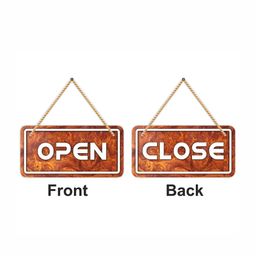 CVANU Brown Open & Close Printed Wooden Sign Board-picture-24